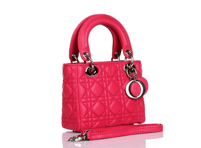 mini lady dior lambskin leather bag 6321 rosered with silver hardware